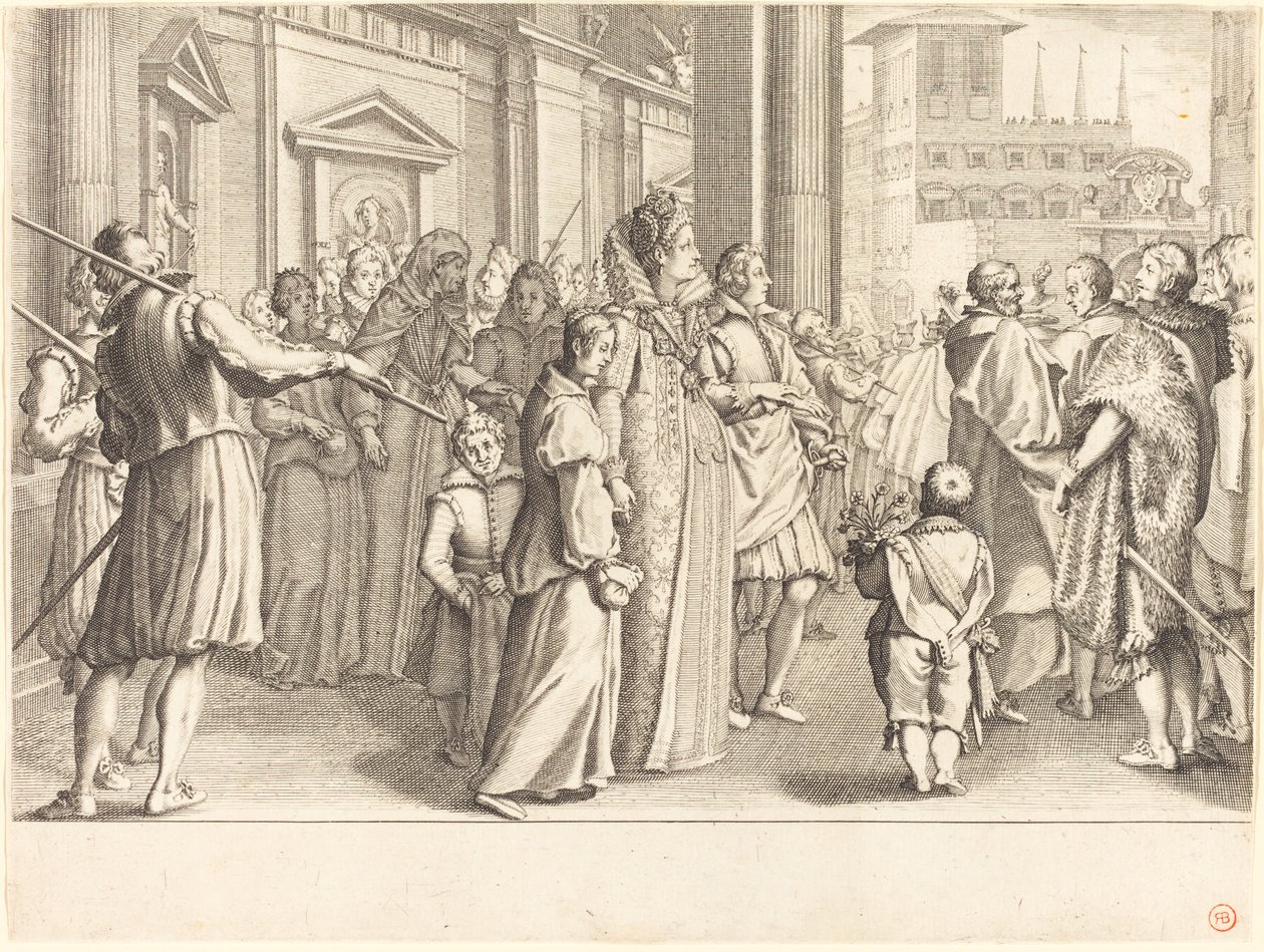 Storhertuginne ved prosesjonen av de unge jentene av Jacques Callot