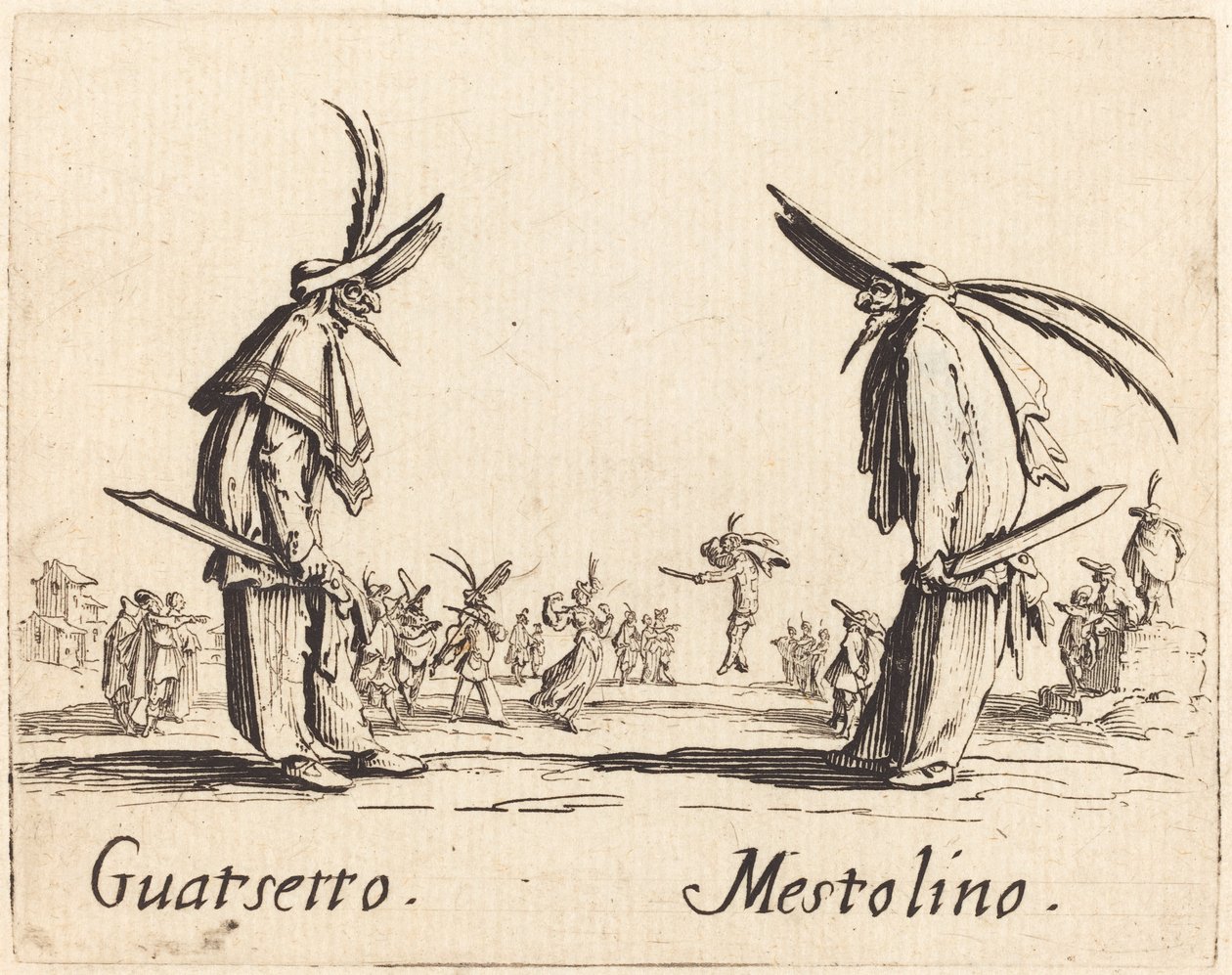 Guatsetto og Mestolino, ca. 1622. av Jacques Callot