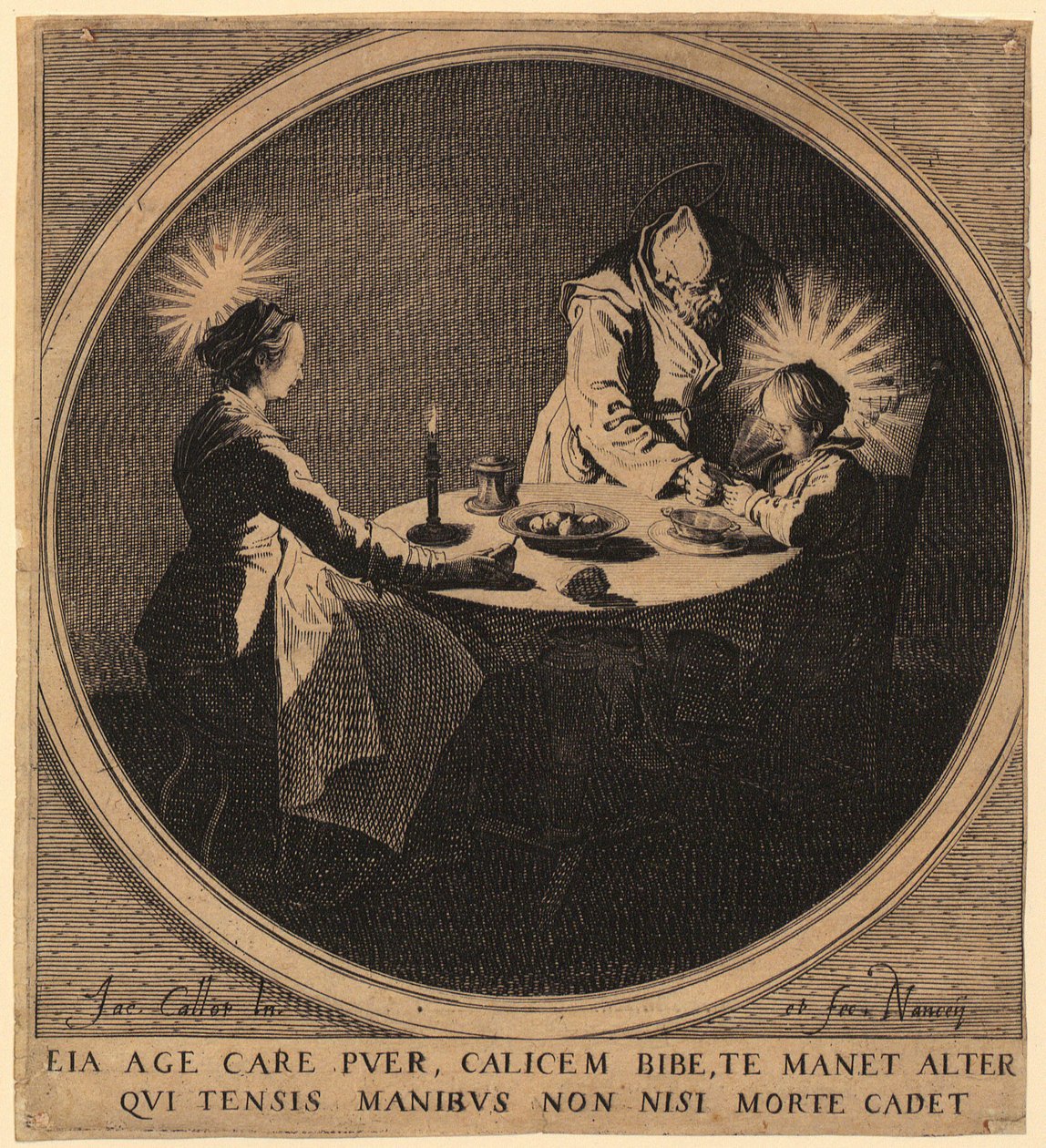 Den hellige familie ved bordet av Jacques Callot