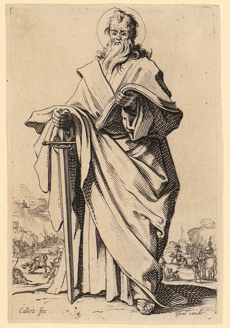 Jomfru Maria, blad 3 fra serien «Jesus, de tolv apostlene og Maria» av Jacques Callot