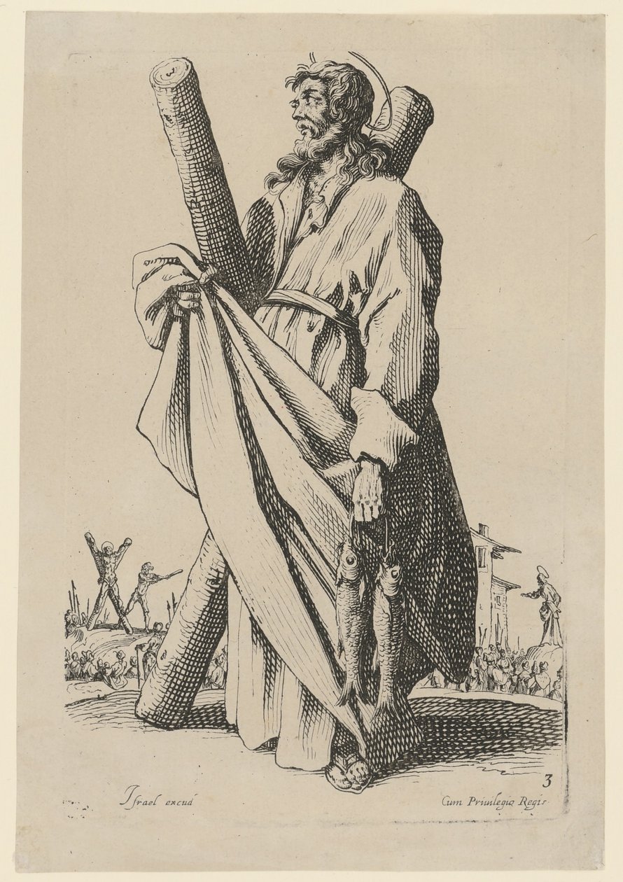 Den hellige Andreas, blad 6 i serien «Jesus, de tolv apostlene og Maria» av Jacques Callot