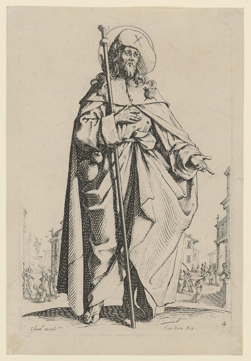 Den hellige Jakob den eldre, blad 7 fra serien «Jesus, de tolv apostlene og Maria» av Jacques Callot