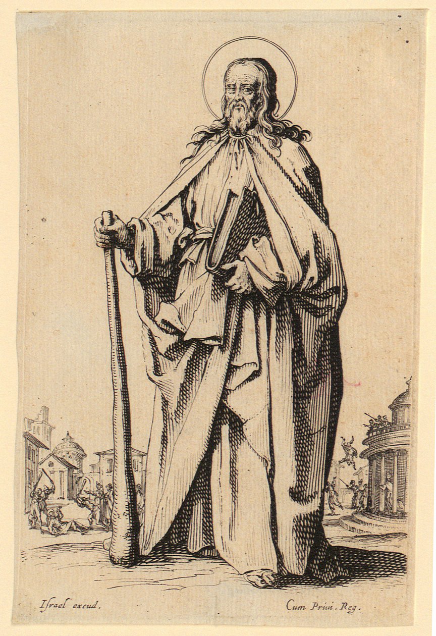 Sankt Jakob den yngre, blad 9 fra serien «Jesus, de tolv apostlene og Maria» av Jacques Callot
