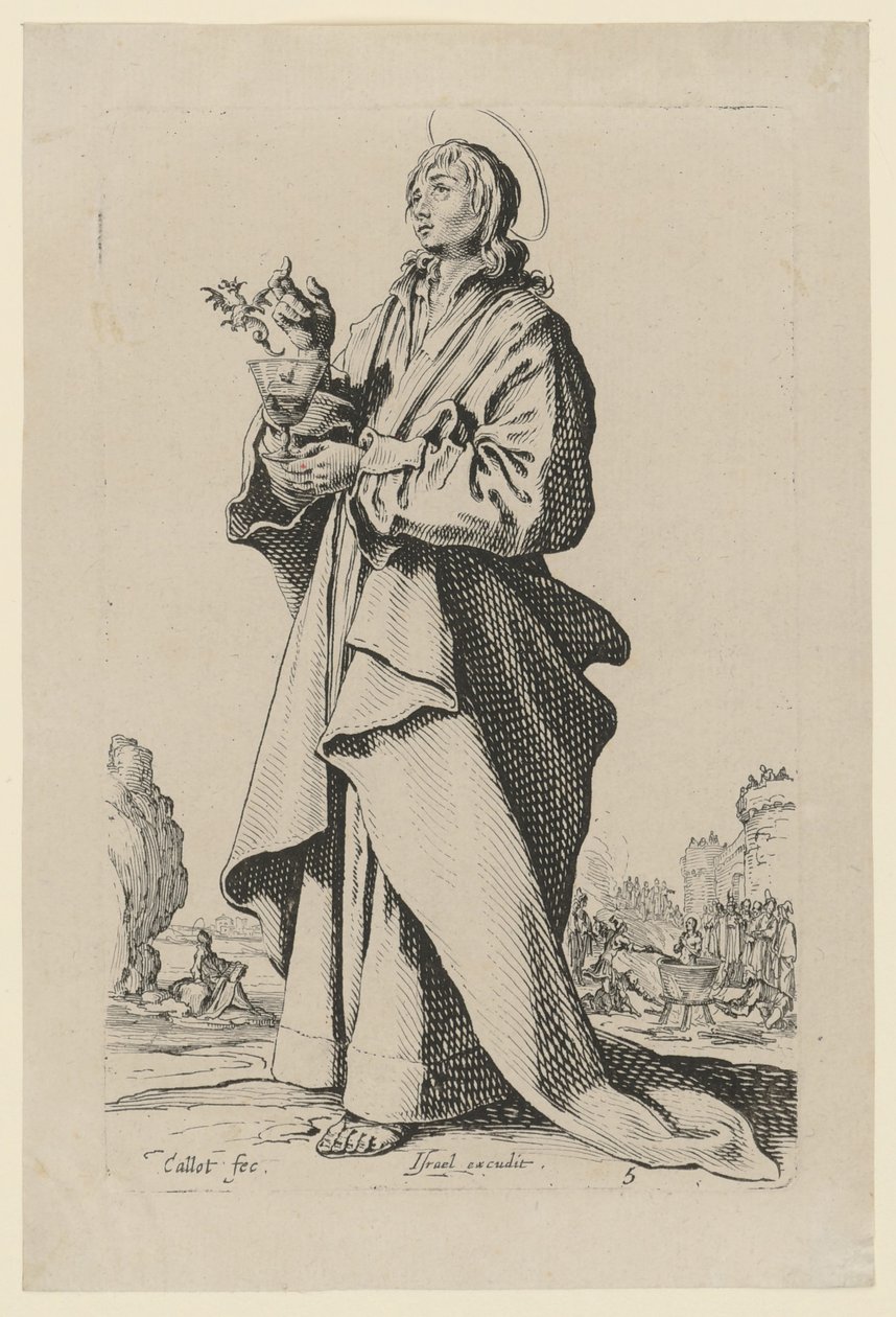 Den hellige Johannes Evangelisten, blad 8 i serien «Jesus, de tolv apostlene og Maria» av Jacques Callot