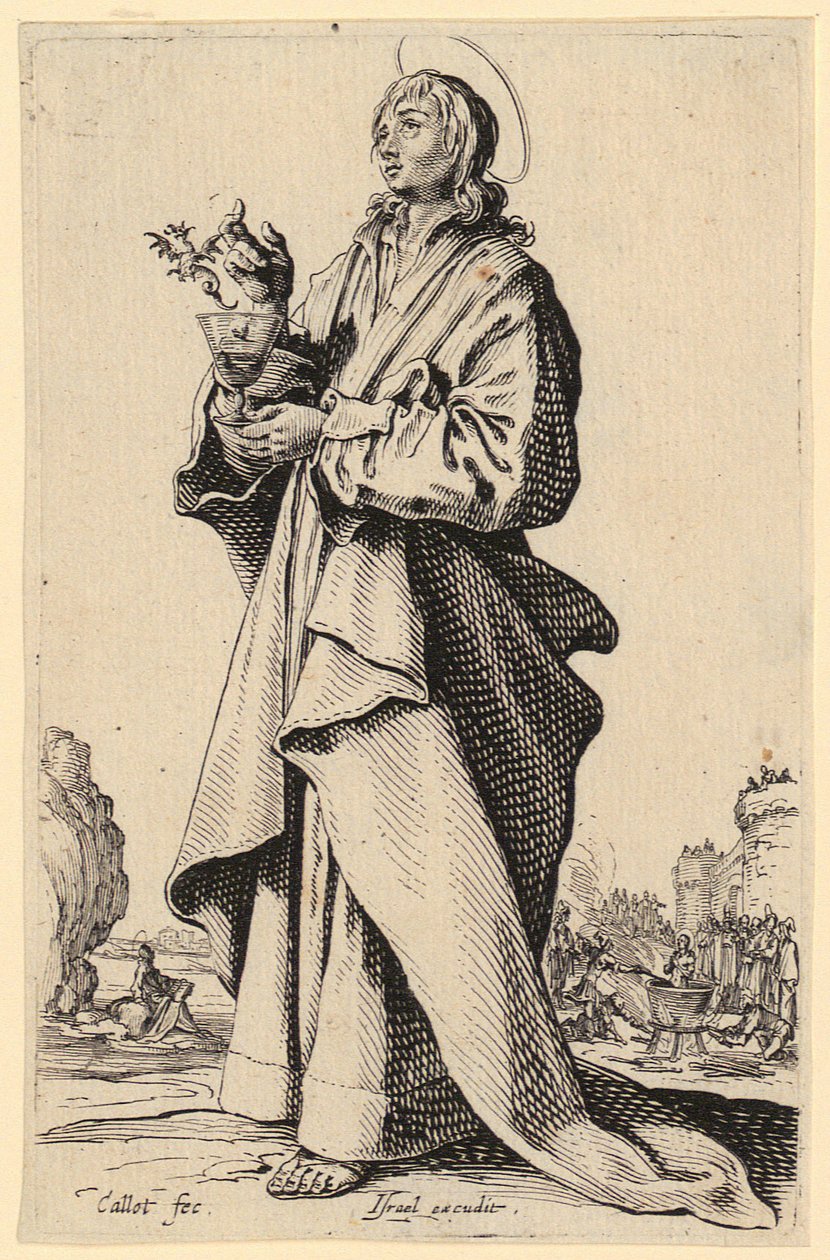 Evangelisten Johannes, ark 8 fra serien «Jesus, de tolv apostlene og Maria» av Jacques Callot