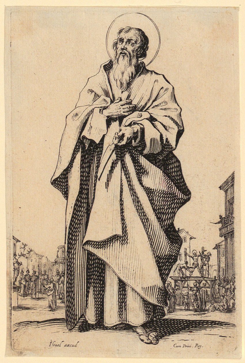 Sankt Thomas, blad 10 fra serien «Jesus, de tolv apostlene og Maria» av Jacques Callot