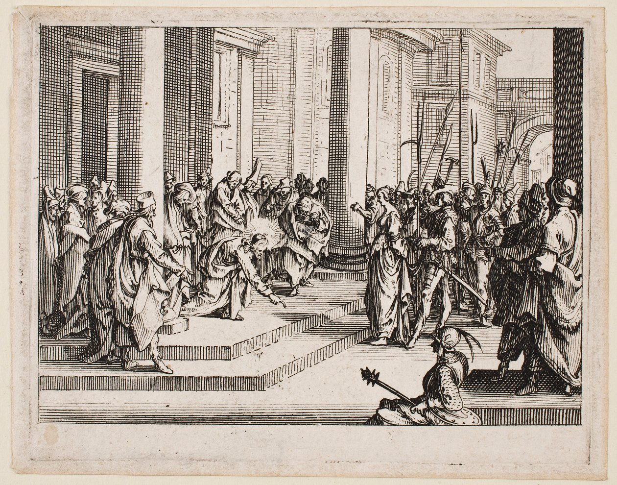 Jesus og kvinnen grepet i hor, fra serien «Det nye testamentet» av Jacques Callot