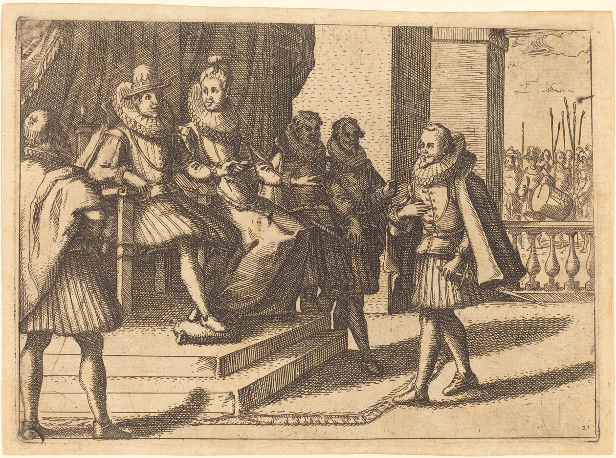 Konge og dronning i samråd om tyrkerne, 1612. av Jacques Callot