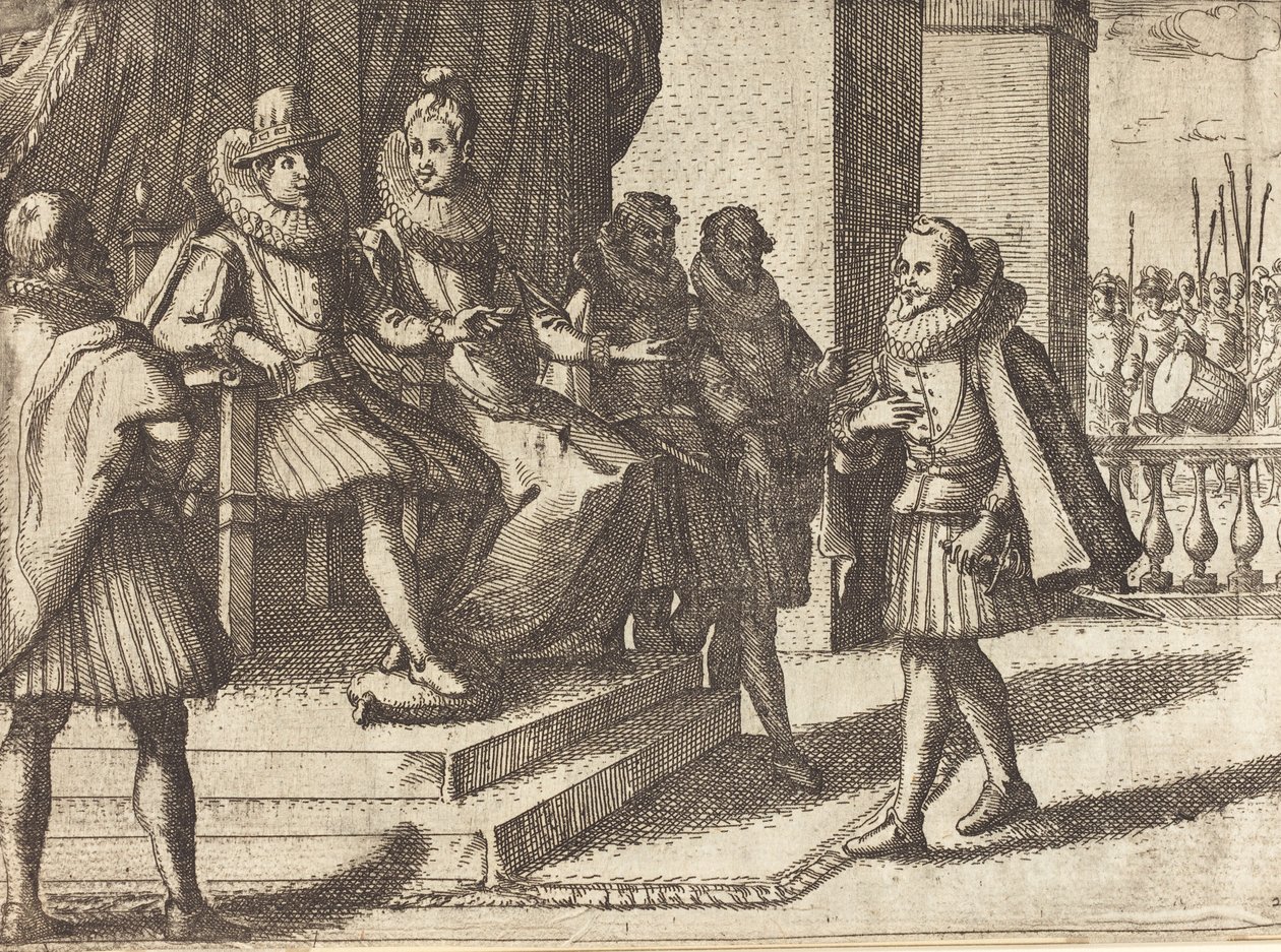 Konge og dronning i samråd om tyrkerne [recto], 1612. av Jacques Callot
