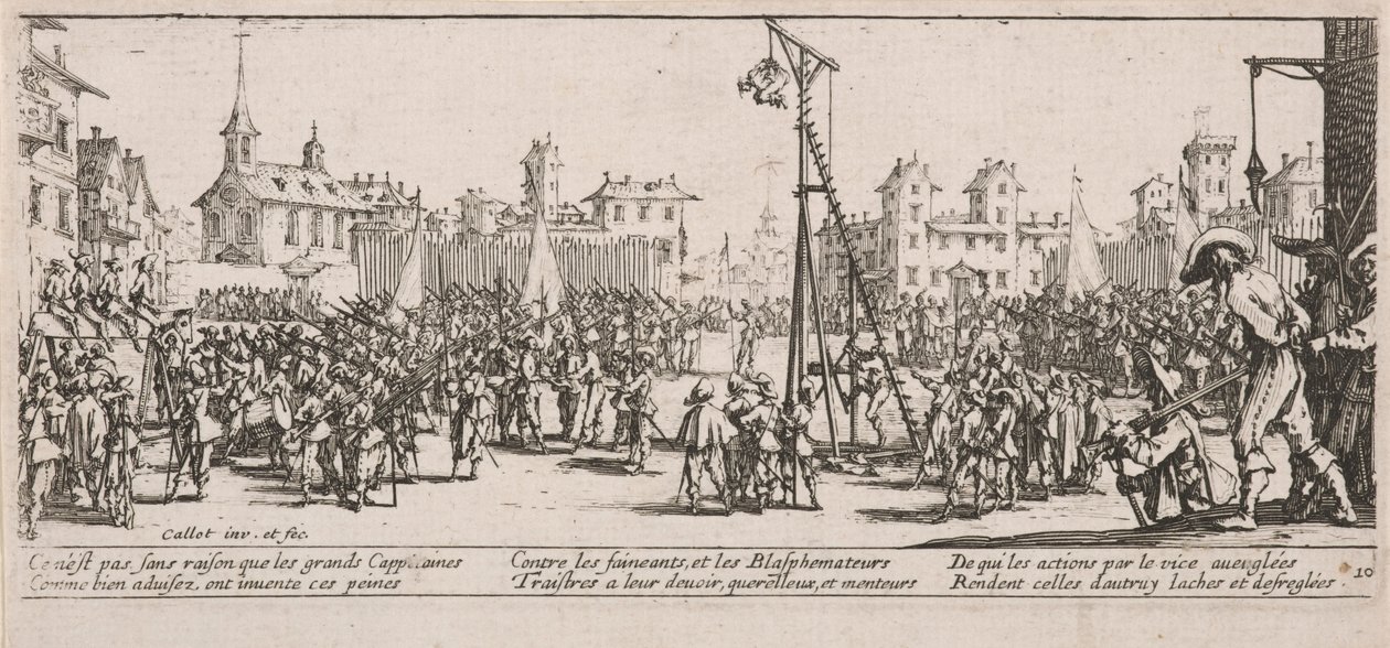 The Strapado, illustrasjon fra The Large Miseries of War av Jacques Callot
