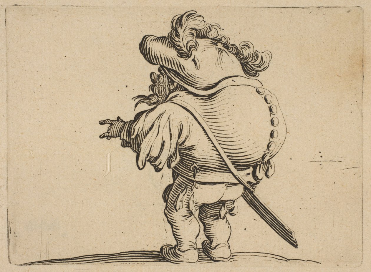 Mann med stor rygg prydet med..., 1616-22. av Jacques Callot