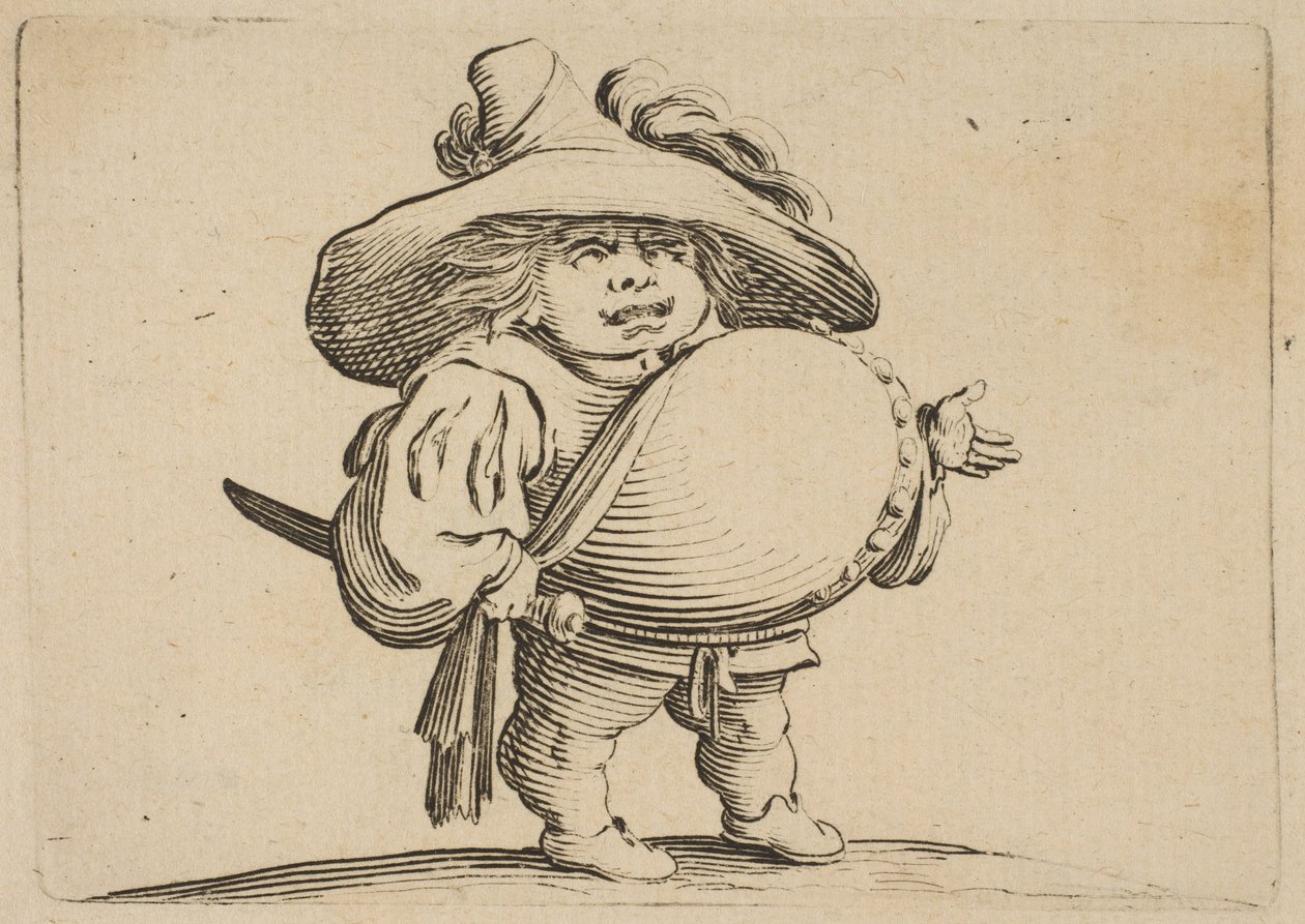 Mann med stor mage dekorert med knapperad Mann med stor mage dekorert med..., 1616-22. av Jacques Callot