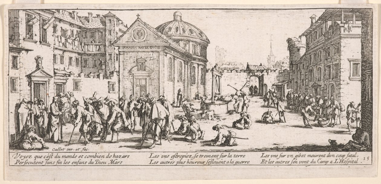 The Hospital, illustrasjon fra The Large Miseries of War av Jacques Callot