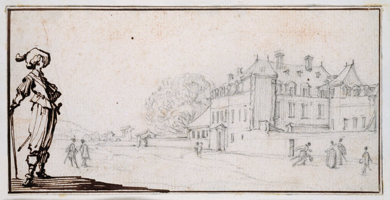 La Romaine, eiendommen til Claude Deruet (svart kritt og blekk på papir) av Jacques Callot