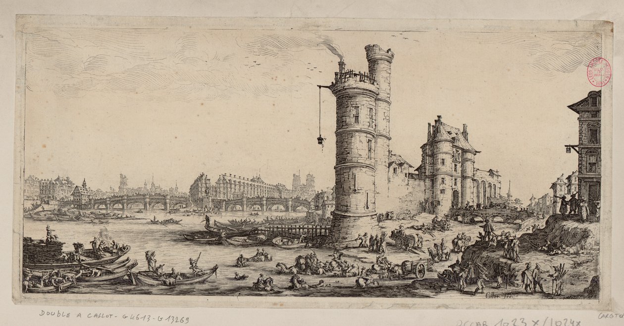 Nesle-tårnet og utsikt over Pont-Neuf av Jacques Callot