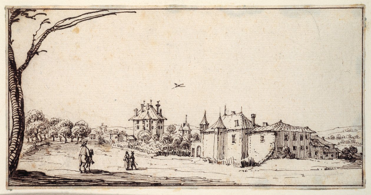 Gammel og ny Malgrange (penn og brunt blekk på papir) av Jacques Callot