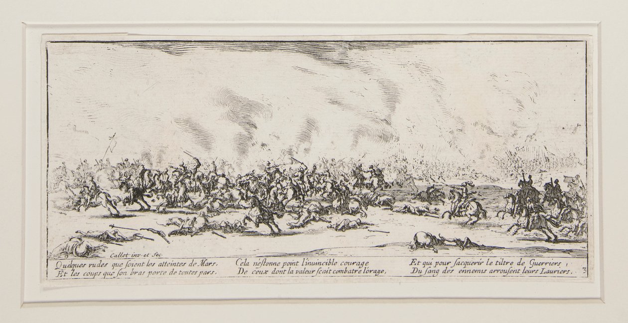 Slaget, plate 3 fra serien The Great Miseries of War av Jacques Callot