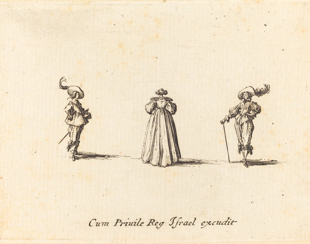 Lady sett bakfra, og to herrer av Jacques Callot