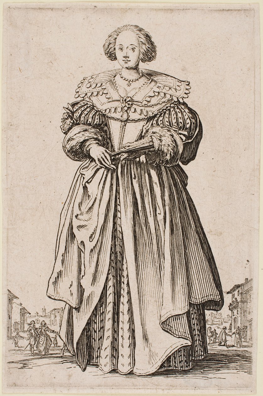 Lady with a Fan, fra serien «The Nobility of Lorraine» av Jacques Callot