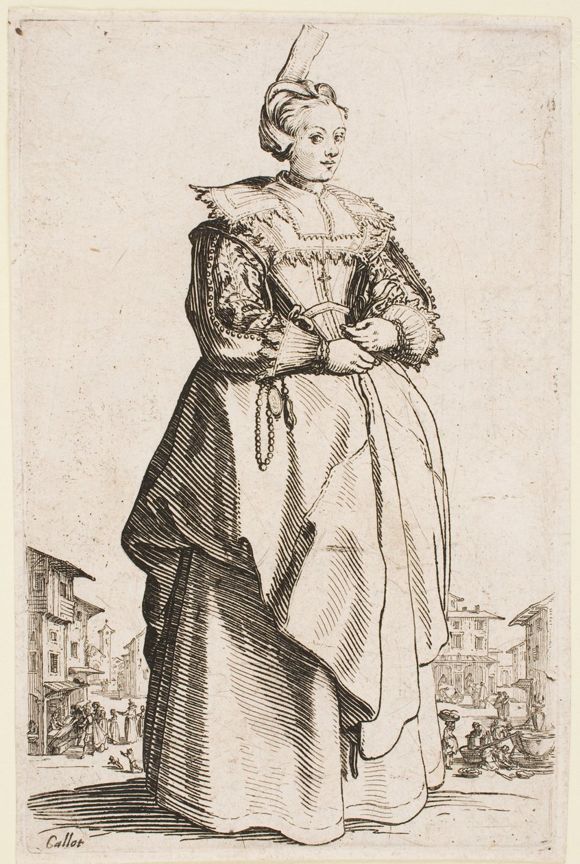 Lady with a Raised Cap, fra serien «The Nobility of Lorraine» av Jacques Callot