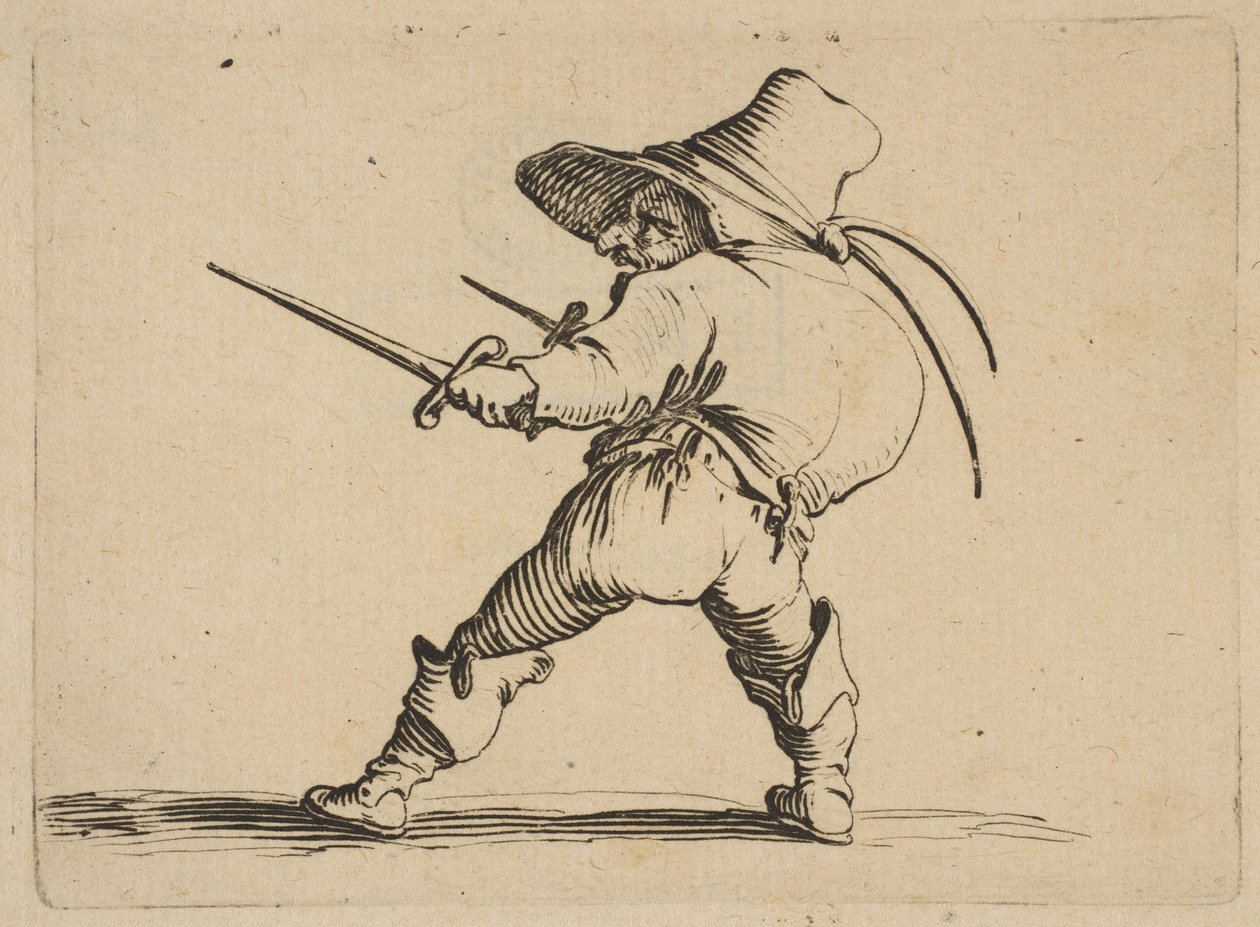 Duelisten med sverd og daggar, fra Varie ..., 1616-22. av Jacques Callot