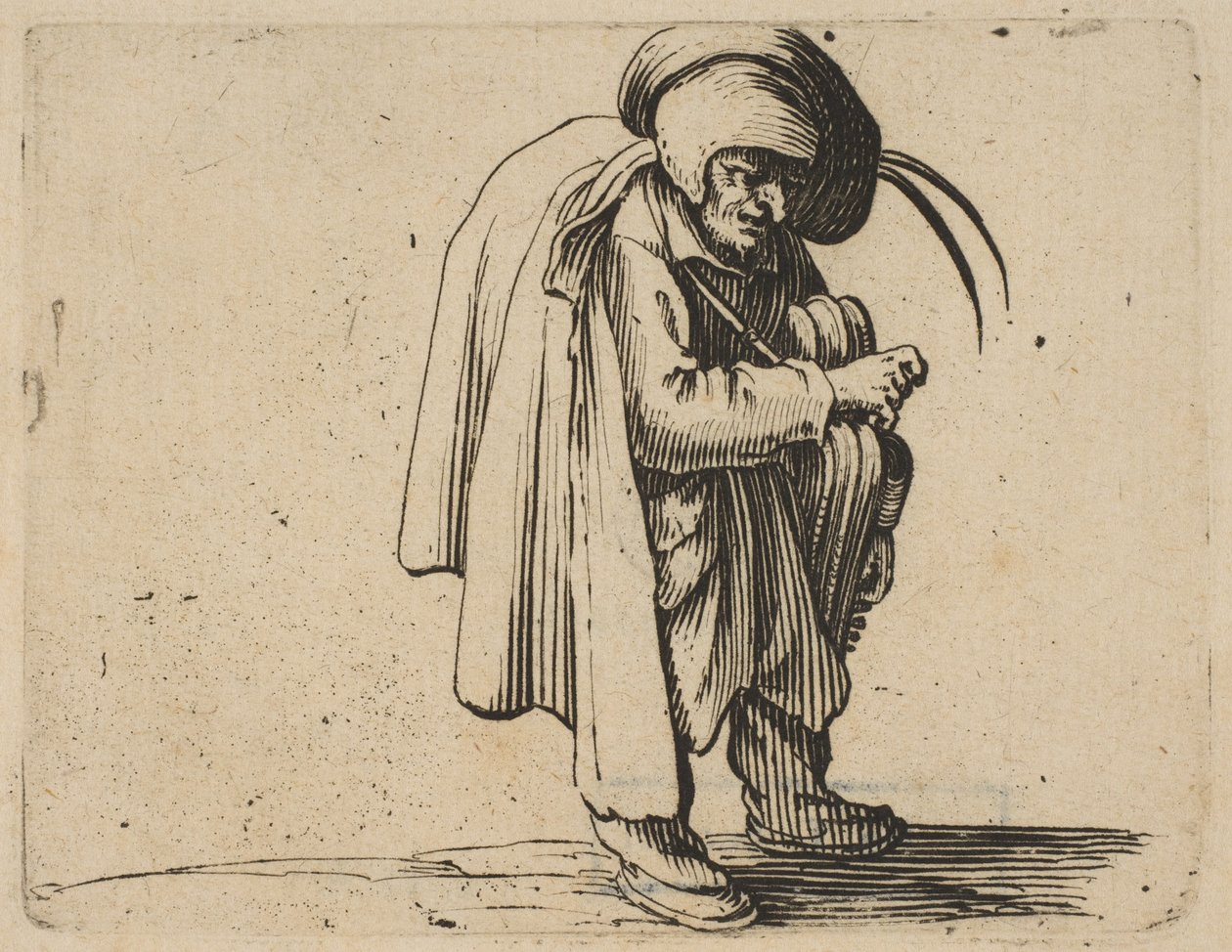Le Jouer de Vielle The Hurdy-Gurdy Player, fra Varie Figure Gobbi, suite kalt aus..., 1616-22. av Jacques Callot