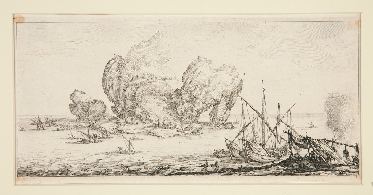 Le grand rocher (Den enorme klippen), fra Landscapes for Giovanni de Medici av Jacques Callot