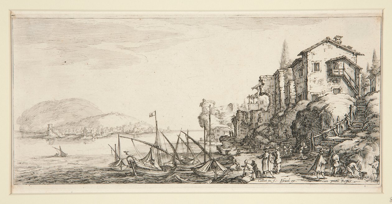 Le petit port (Den lille havnen), fra Landscapes for Giovanni de Medici av Jacques Callot