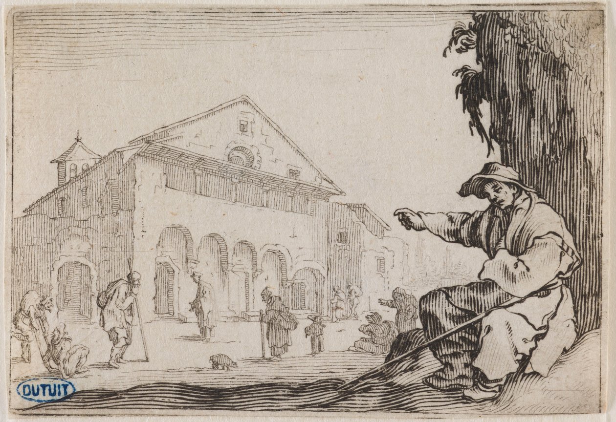 Innfallene, Hospitset. Trettiåttende nummer i serien på 50 trykk gravert i Nancy (Lieure 465, Meaume 843) av Jacques Callot