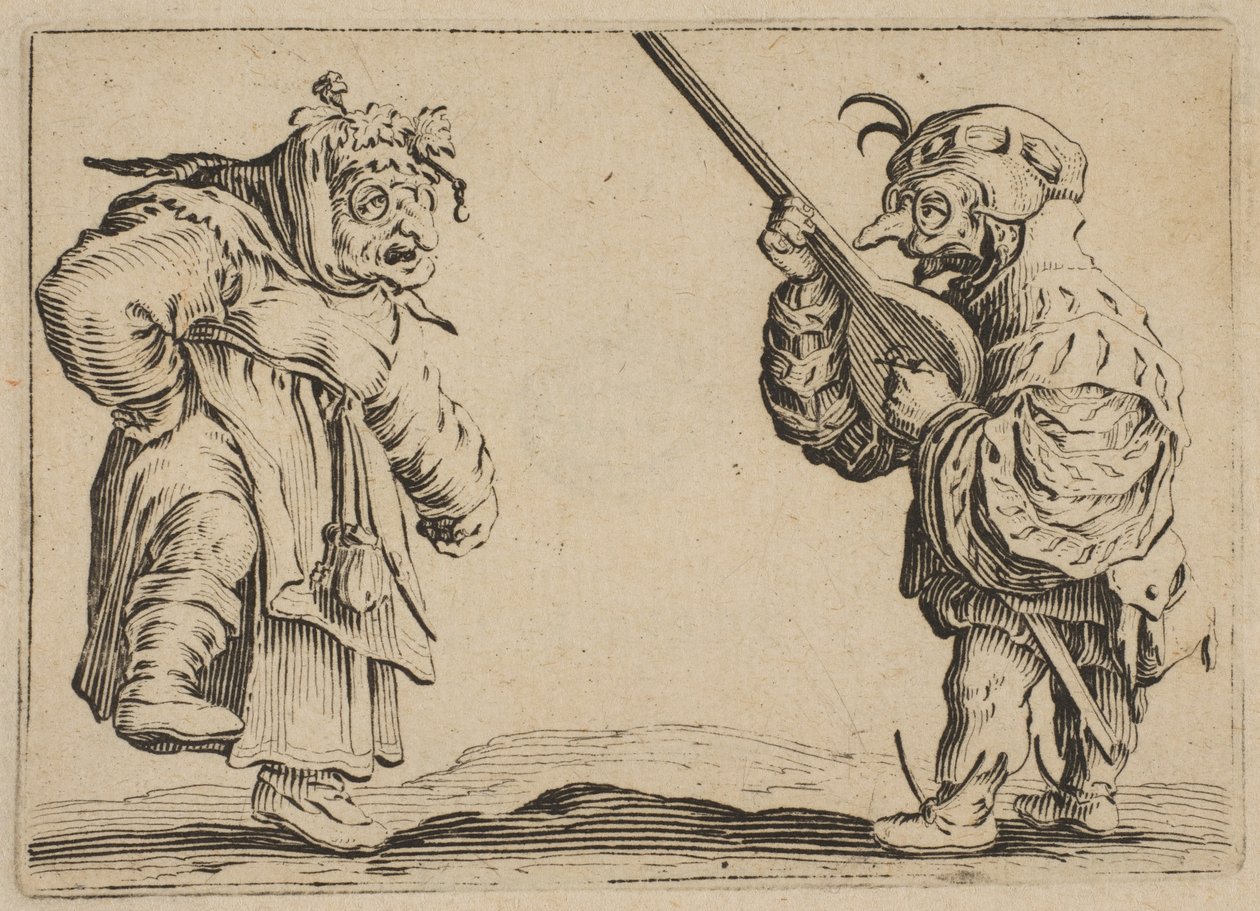 Les Danseurs au Luth Danserne med en lut, fra Les Caprices Series B, The Nancy Set, 1617-20. av Jacques Callot