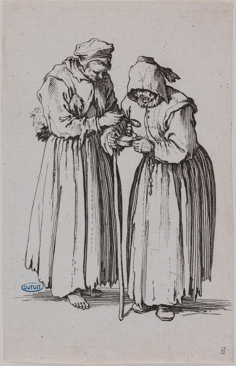 Tiggerne, de to tiggerkvinnene. Åttende nummer i en serie på 25 stykker (Lieure 486, Meaume 692) av Jacques Callot