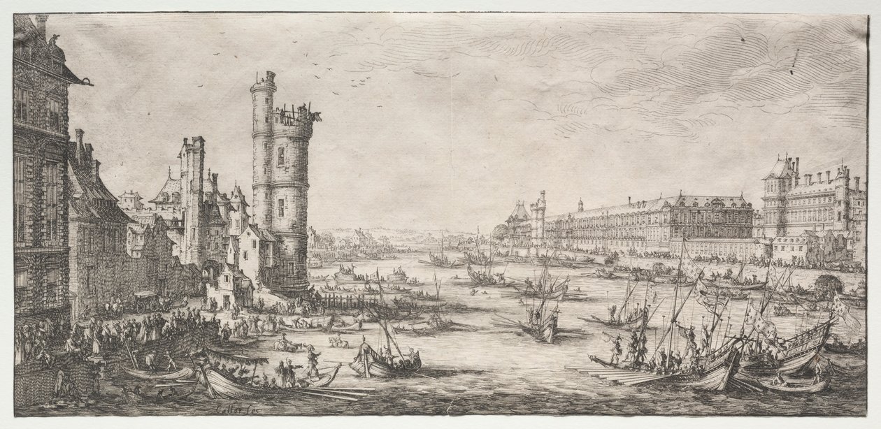 De to flotte utsiktene over Paris: Utsikt over Louvre, 1628-1630. av Jacques Callot