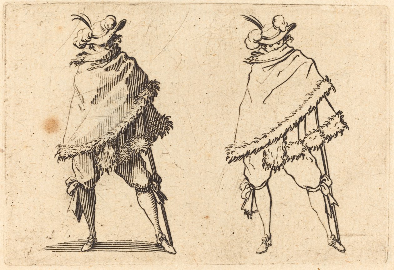 Mann svøpt i sin mantel av Jacques Callot