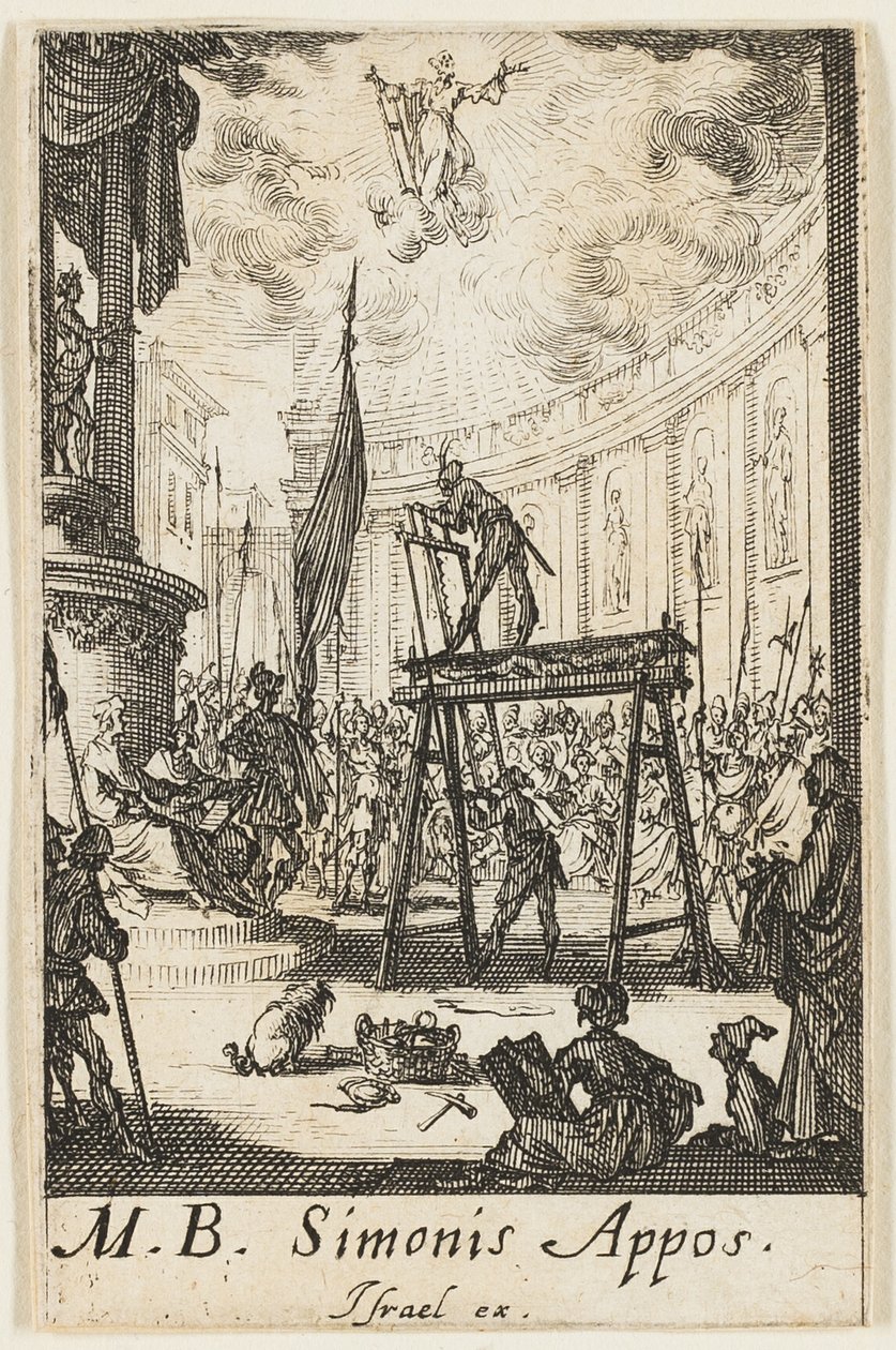 Sankt Simons martyrium, plate ti fra Apostlenes martyrium av Jacques Callot