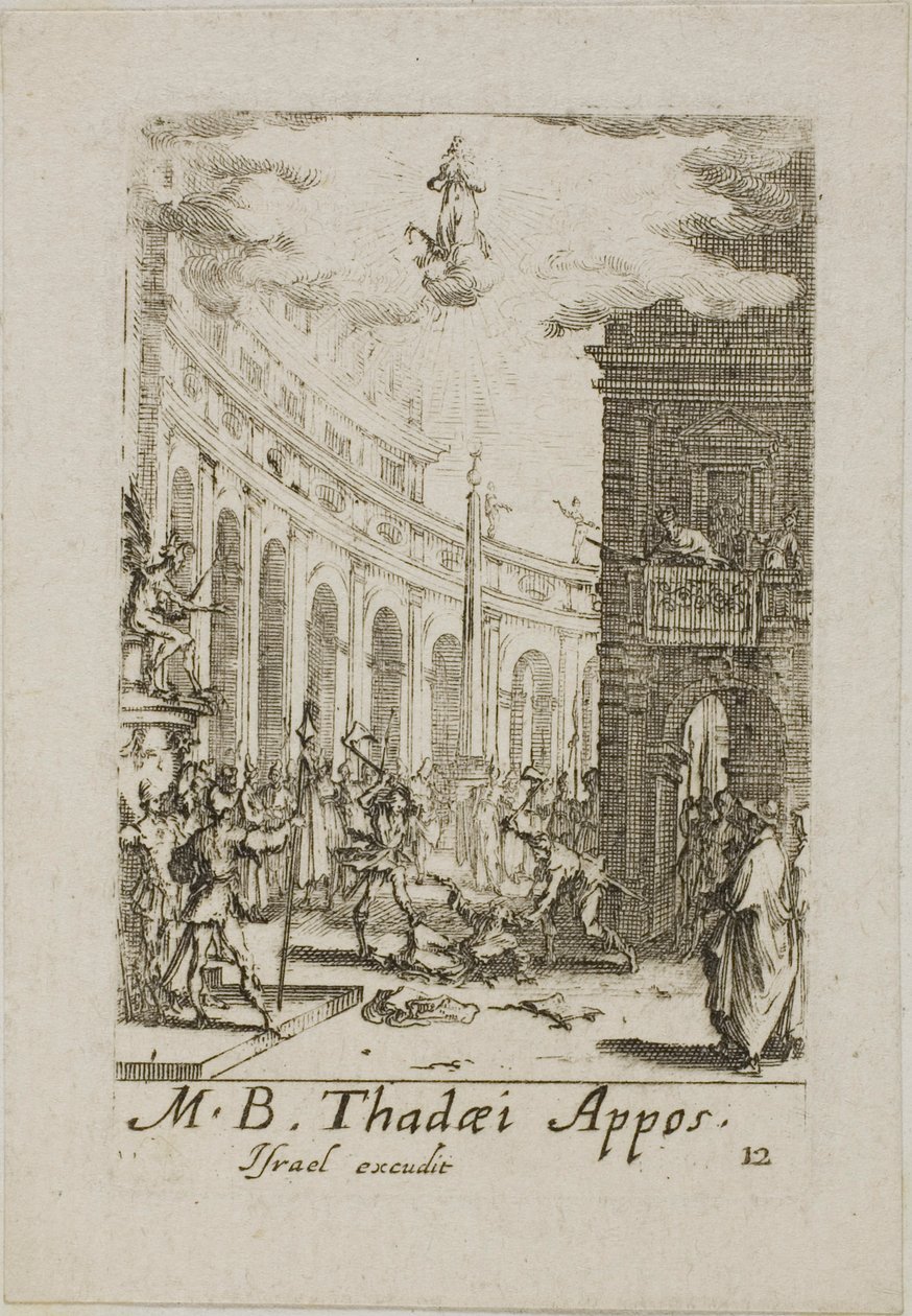 Den hellige Thaddeus#39; martyrium, plate tolv fra Apostlenes martyrium av Jacques Callot