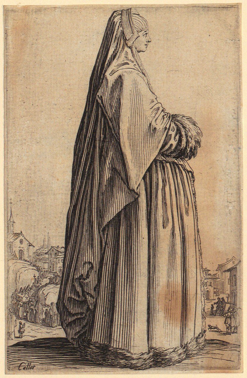 Maskert komediant, blad 20 fra serien «Dvergene» av Jacques Callot