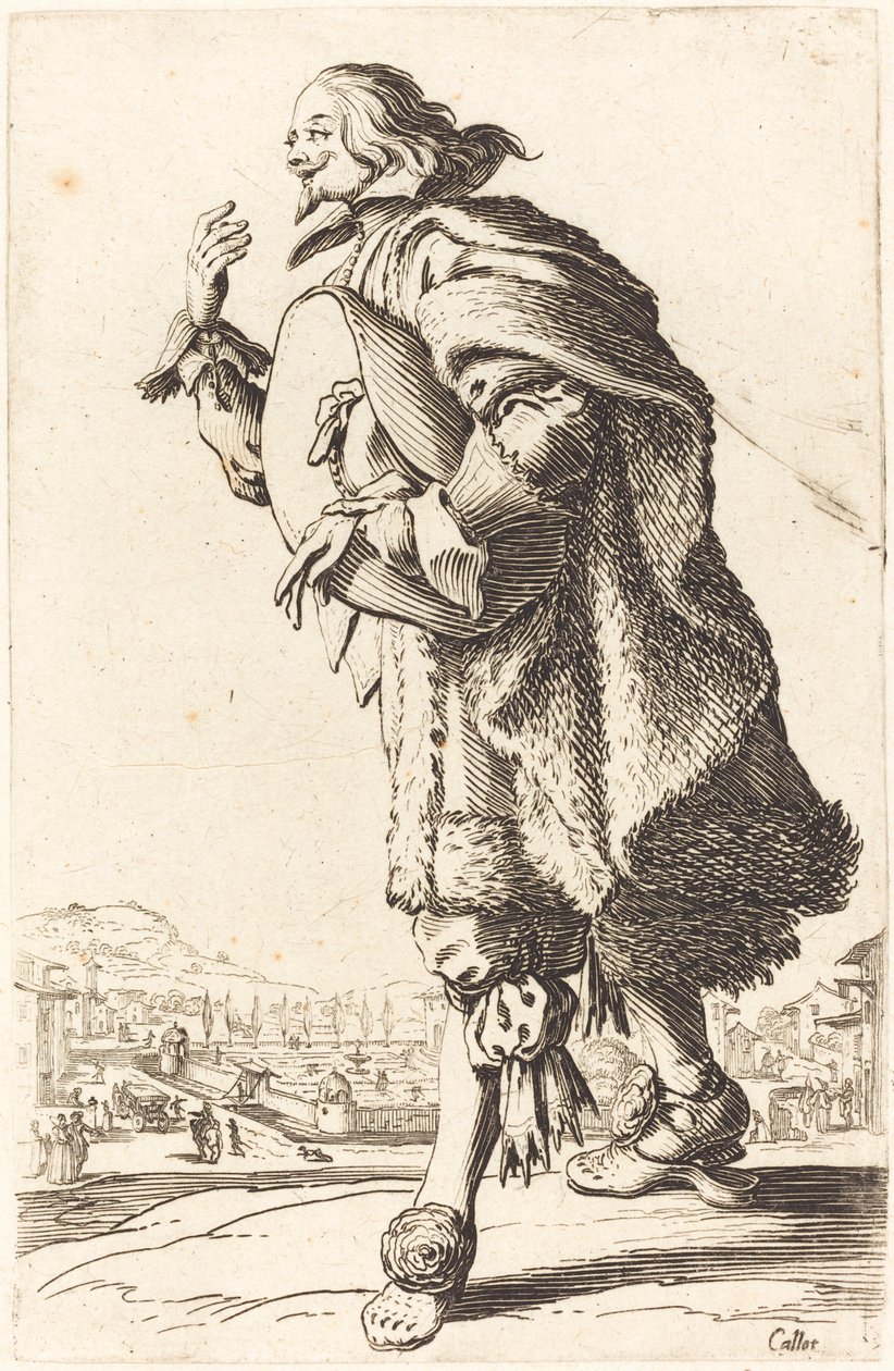 Adel mann med filthatt, bukking, ca. 16201623. av Jacques Callot
