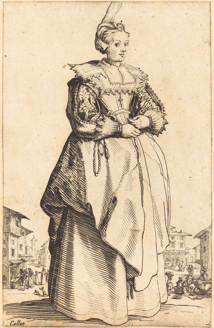 Edel kvinne med en liten hatt av Jacques Callot