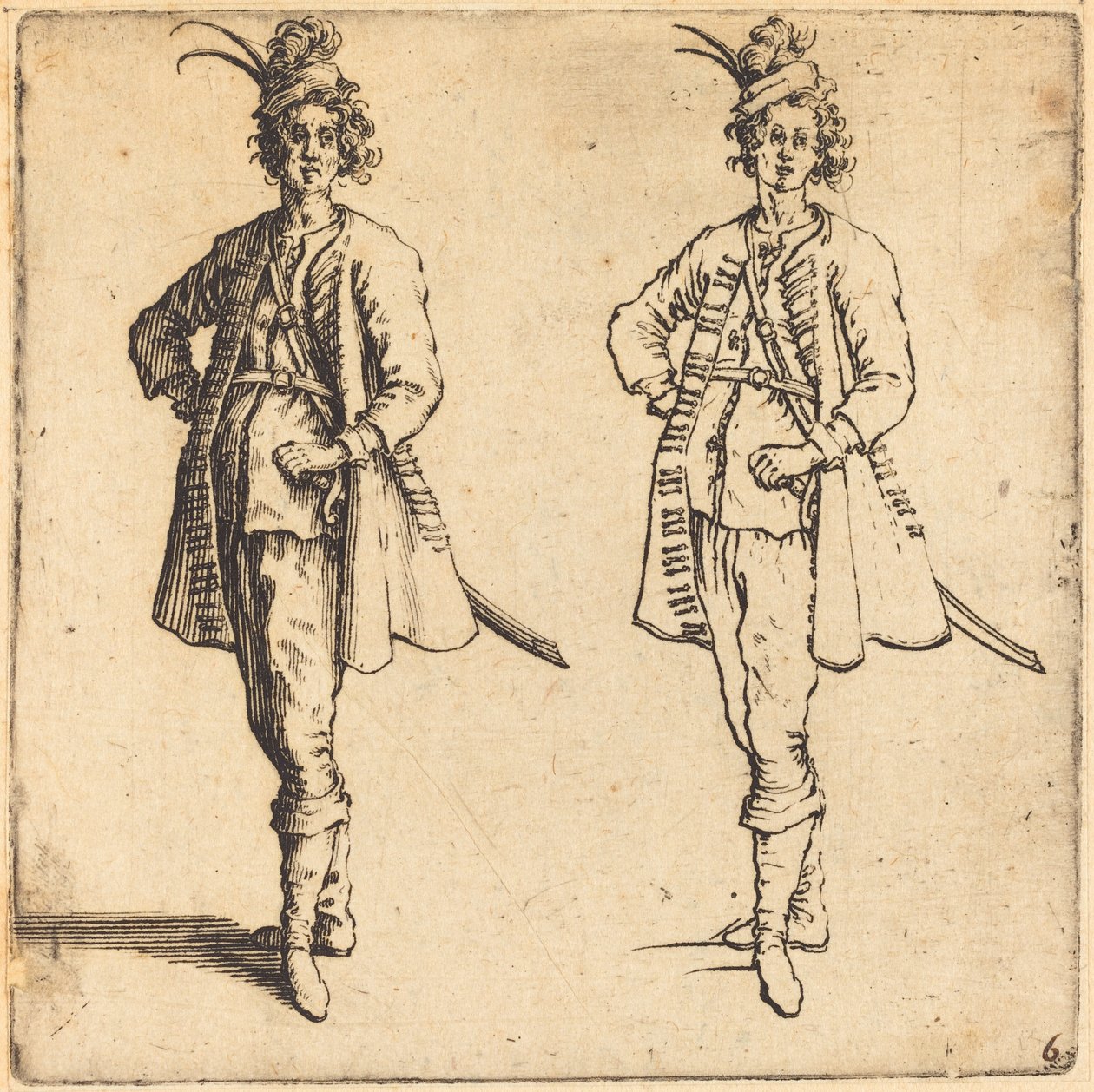 Offiser, sett forfra, 1617 og 1621. av Jacques Callot
