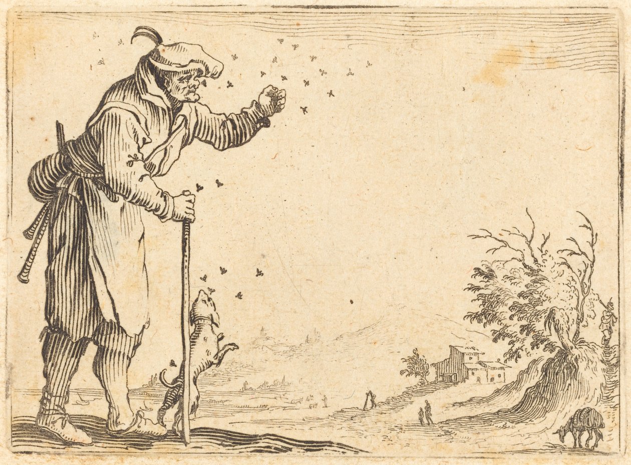 Bonde angrepet av bier av Jacques Callot