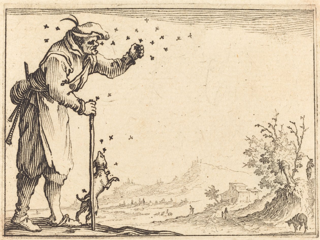 Bonde angrepet av bier av Jacques Callot