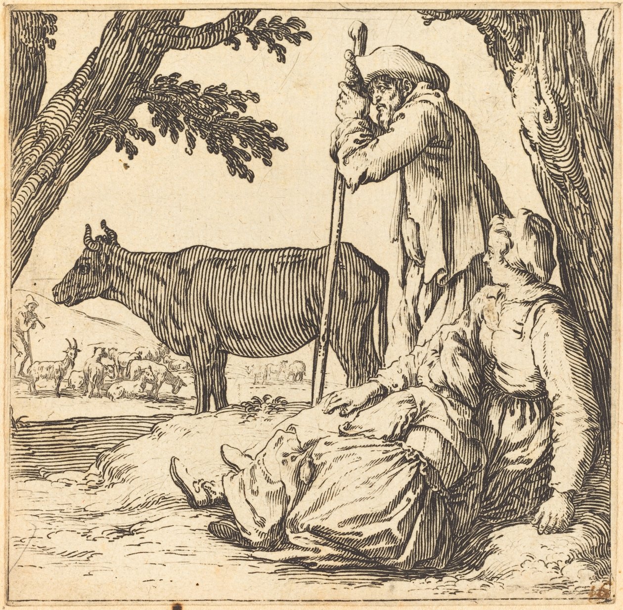 Bondepar med ku av Jacques Callot