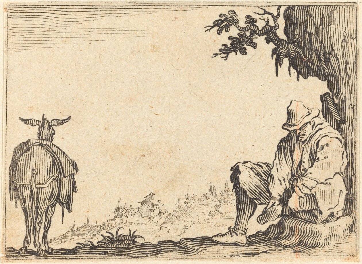 Bonde tar av seg skoen av Jacques Callot