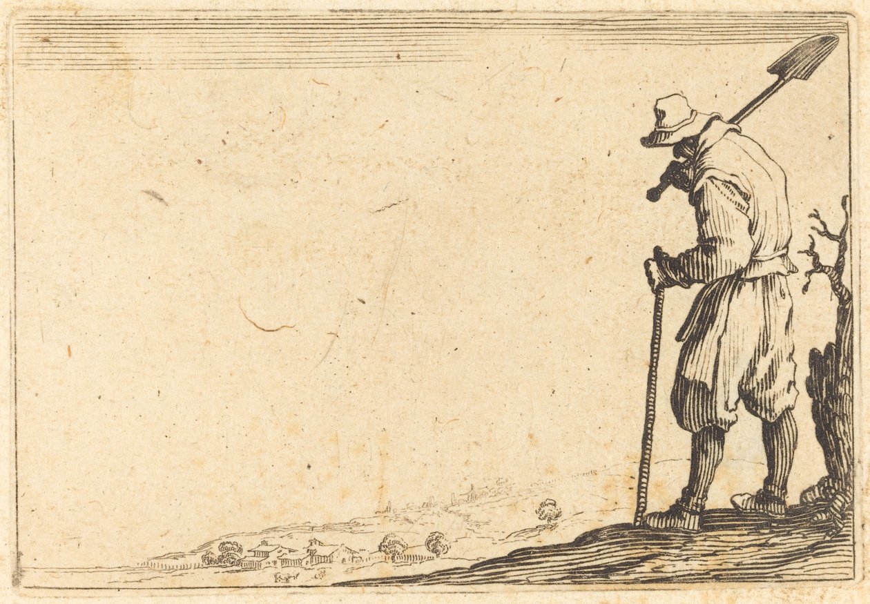 Bonde med spade på skulderen av Jacques Callot