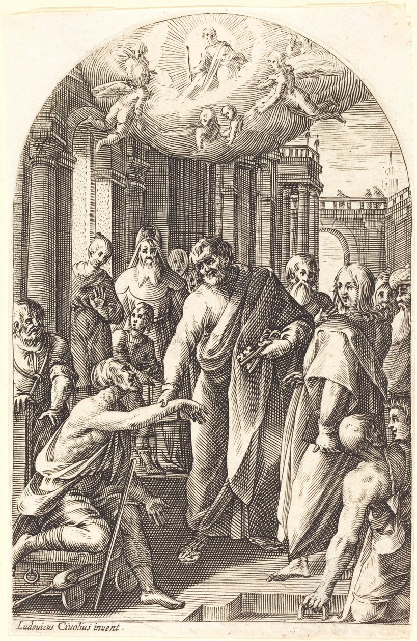 Peter og Johannes helbreder den lamme av Jacques Callot