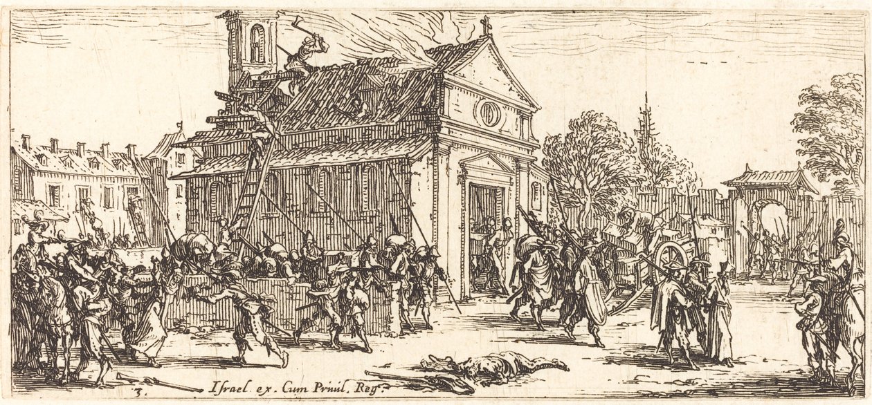 Plyndre et kloster, ca. 1633. av Jacques Callot