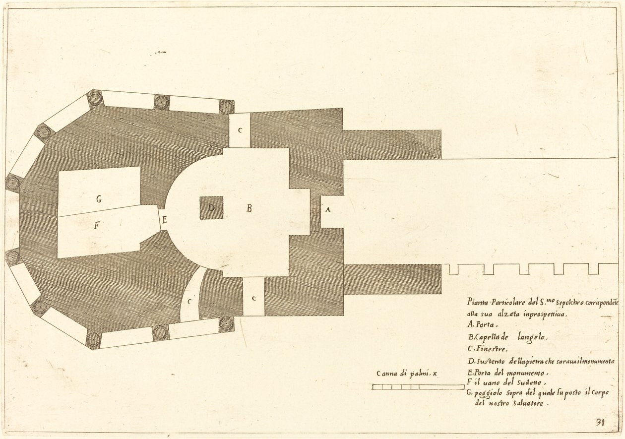 Plan for Den hellige gravs kirke av Jacques Callot
