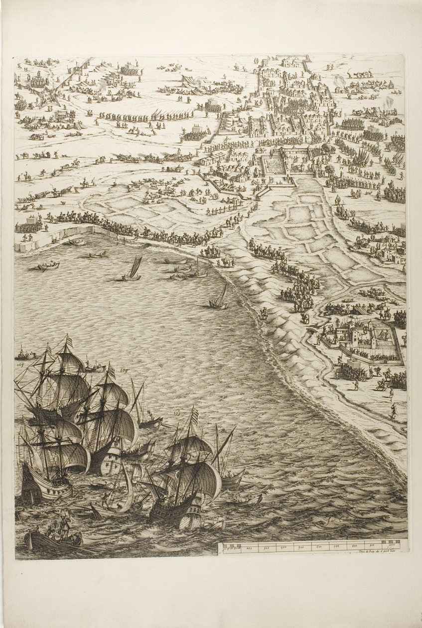 Tallerken seks fra The Siege of La Rochelle av Jacques Callot