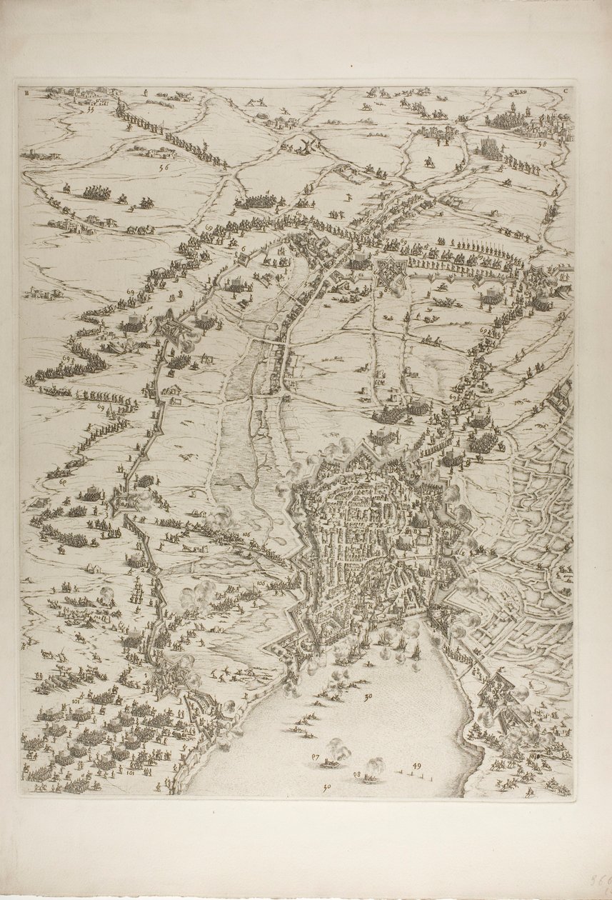 Plate to fra The Siege of La Rochelle av Jacques Callot