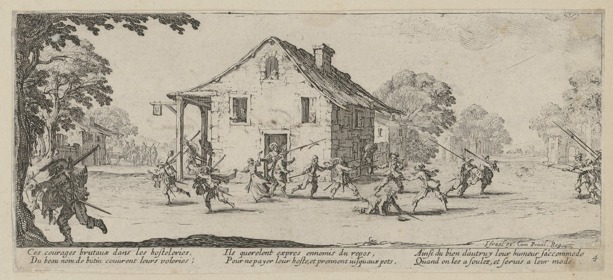 Plyndring, side 4 i serien «Krigens grusomheter» av Jacques Callot